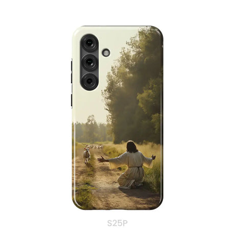 Lamb Runs to Jesus Phone Case Samsung Galaxy S25 Plus / Tough Case