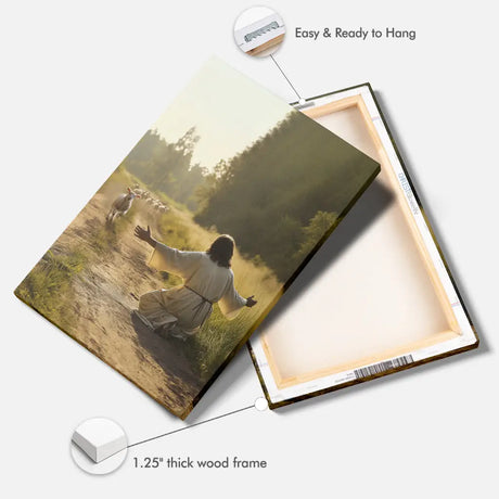 Lamb Runs to Jesus Wall Art Canvas