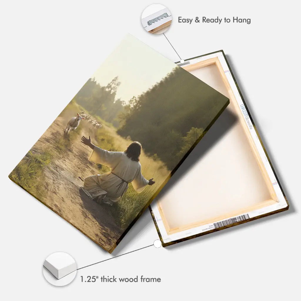 Lamb Runs to Jesus Wall Art Canvas