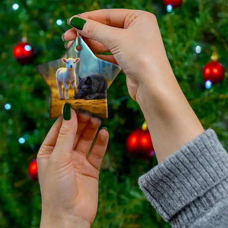 Lamb Stepping on Wolf Ornament