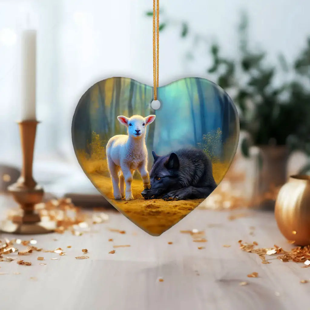 Inspirational Christian Christmas ornament symbolizing strength, peace, and God’s protection.