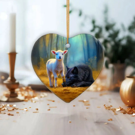 Inspirational Christian Christmas ornament symbolizing strength, peace, and God’s protection.