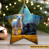 Lamb Stepping on Wolf Ornament