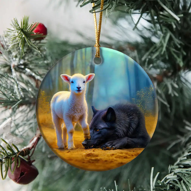 Lamb Stepping on Wolf Ornament Circle / 1-pack