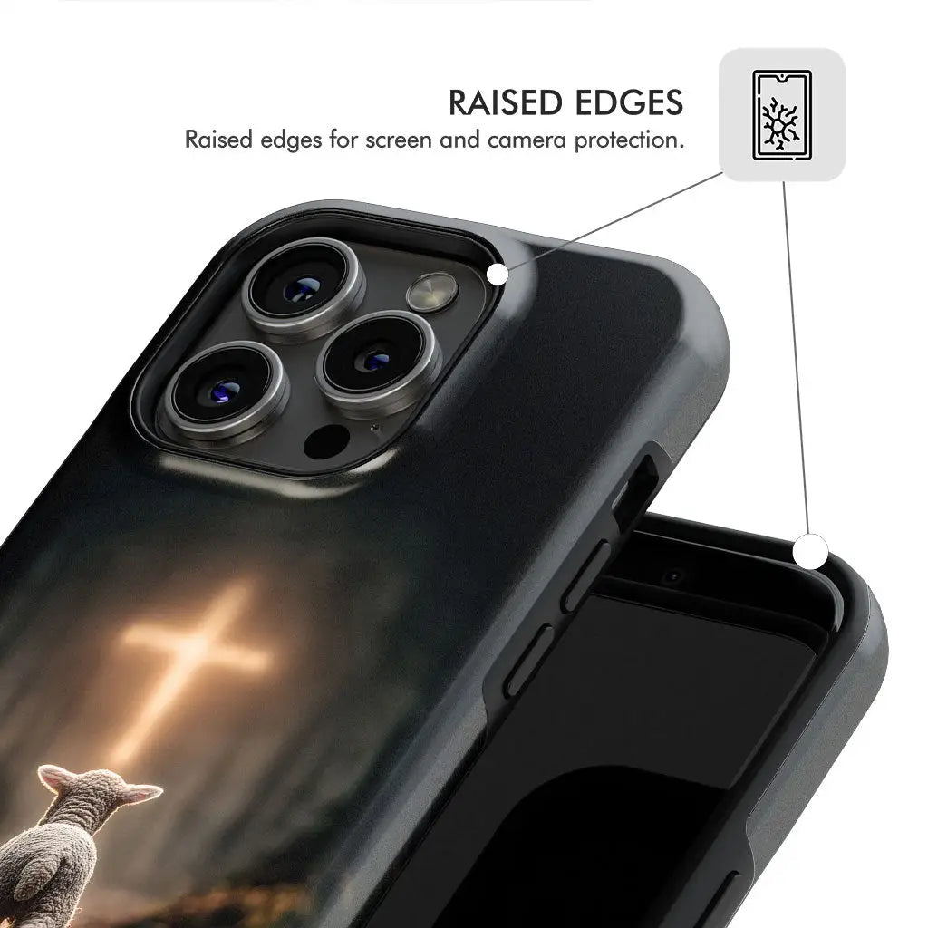 Lamb Walking Toward the Glowing Cross – Christian Phone Case