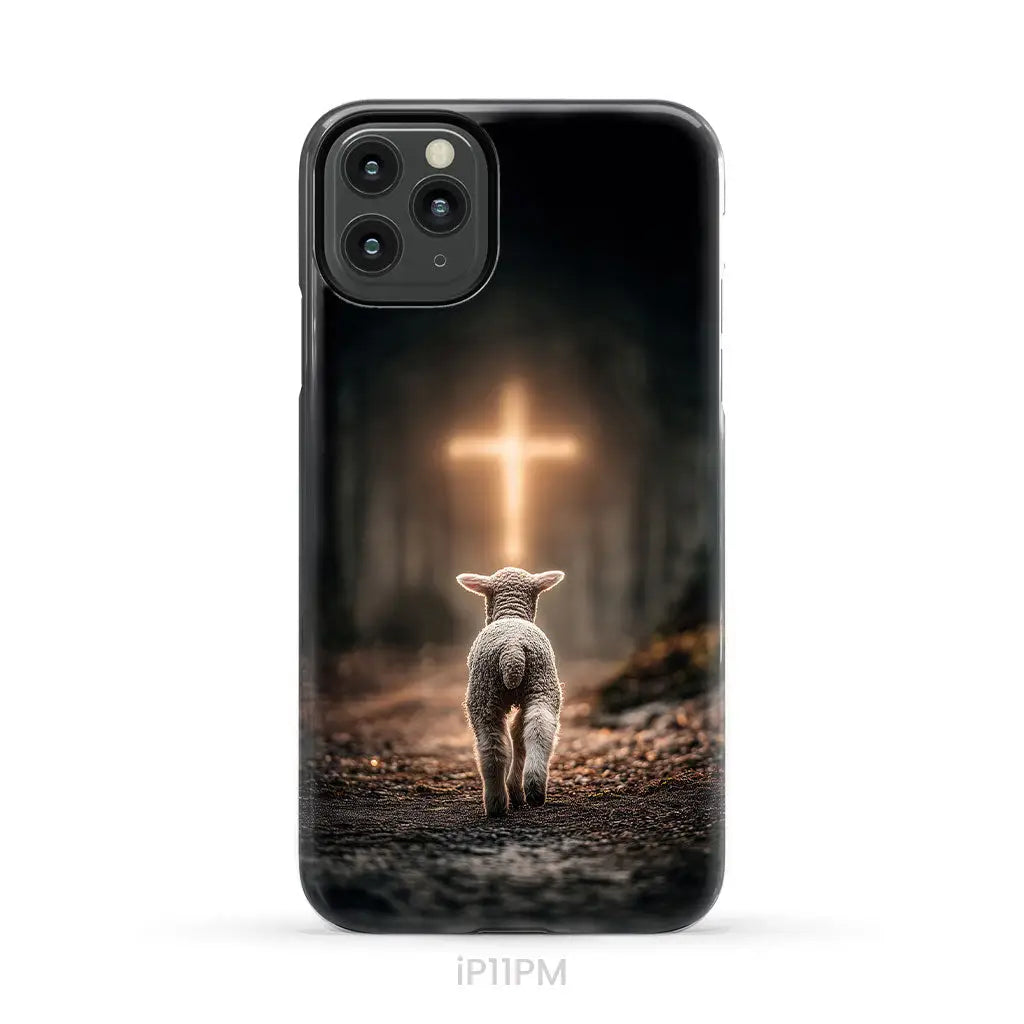 Lamb Walking Toward the Glowing Cross – Christian Phone Case iPhone 11 Pro Max / Tough Case