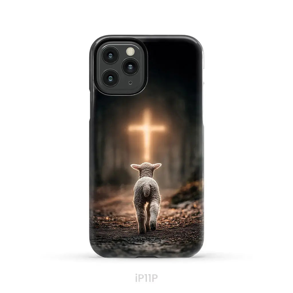 Lamb Walking Toward the Glowing Cross – Christian Phone Case iPhone 11 Pro / Tough Case