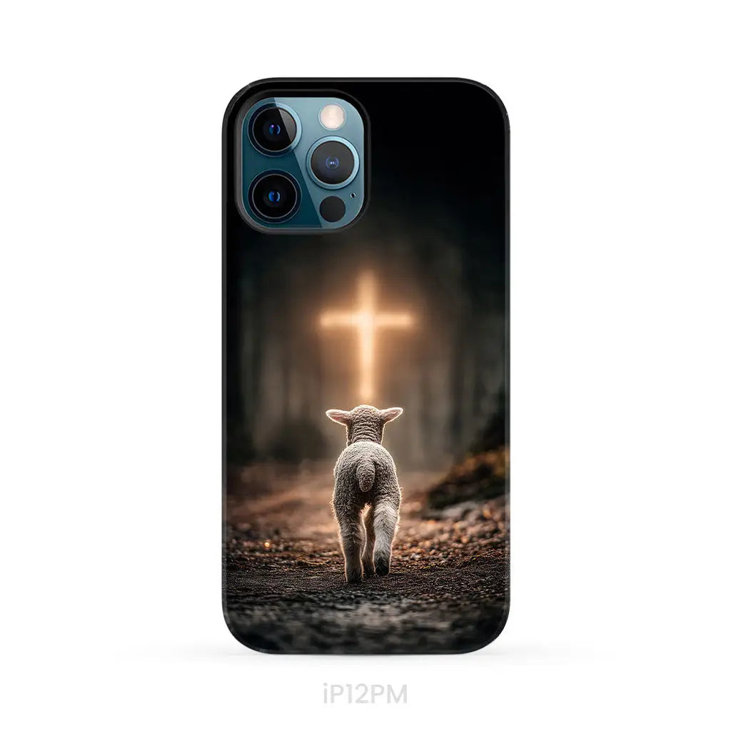 Lamb Walking Toward the Glowing Cross – Christian Phone Case iPhone 12 Pro Max / Tough Case