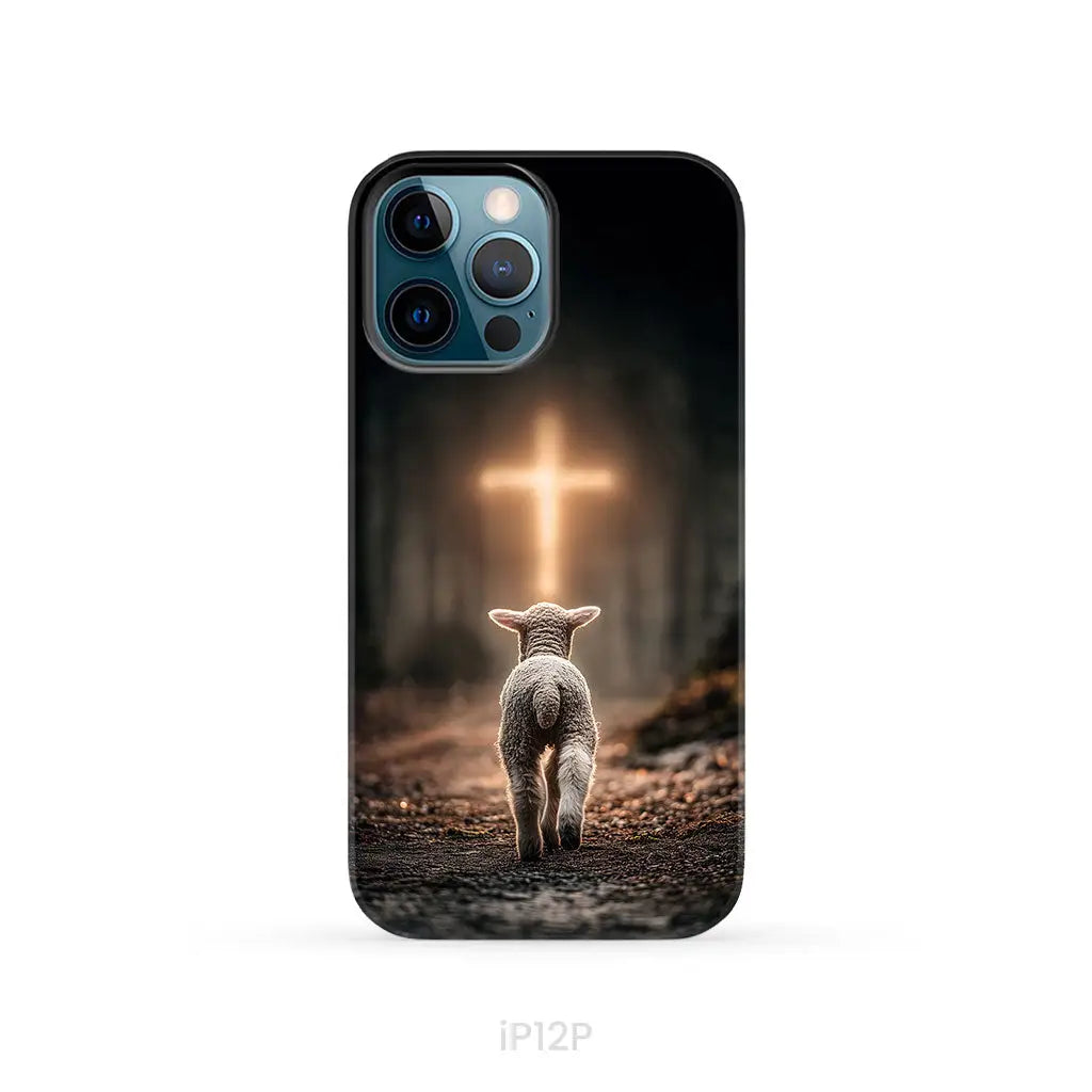 Lamb Walking Toward the Glowing Cross – Christian Phone Case iPhone 12 Pro / Tough Case