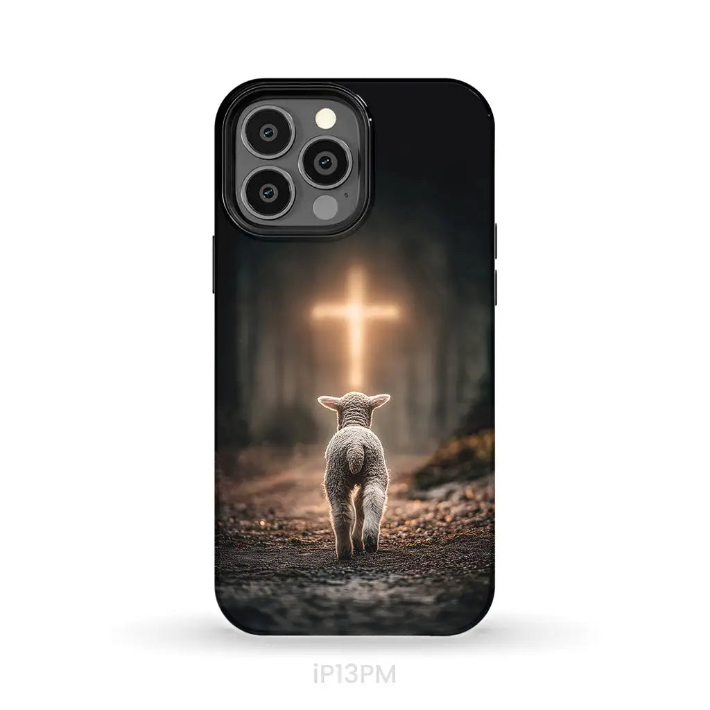 Lamb Walking Toward the Glowing Cross – Christian Phone Case iPhone 13 Pro Max / Tough Case