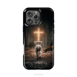 Lamb Walking Toward the Glowing Cross – Christian Phone Case iPhone 16 Pro Max / Tough Case