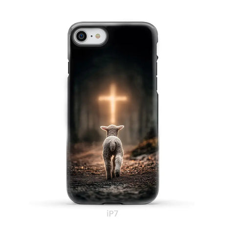 Lamb Walking Toward the Glowing Cross – Christian Phone Case iPhone 7 / Tough Case