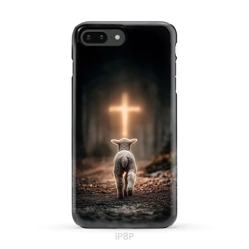 Lamb Walking Toward the Glowing Cross – Christian Phone Case iPhone 8 Plus / Tough Case