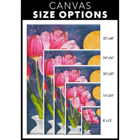 Christian tulip-themed wall art with the comforting words of Psalm 62:5, perfect for inspiration and encouragement / canvas size options.