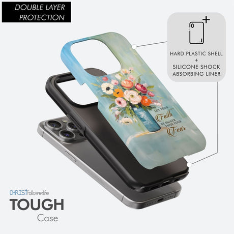 Let Your Faith Be Bigger Than Fear Vase of Flowers Phone Case