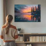 Christian home décor with restful Bible verse, inspirational gift about faith and spiritual renewal.