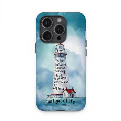 Lighthouse I Am the Light of World John 8:12 Bible Verse Phone Case