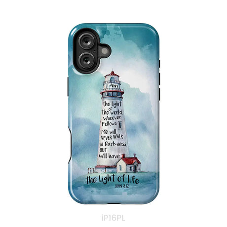 Lighthouse I Am the Light of the World John 8:12 Bible Verse Phone Case iPhone 16 Plus / Tough Case