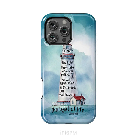 Lighthouse I Am the Light of the World John 8:12 Bible Verse Phone Case iPhone 16 Pro Max / Tough Case