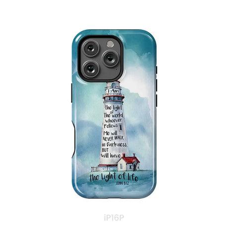 Lighthouse I Am the Light of the World John 8:12 Bible Verse Phone Case iPhone 16 Pro / Tough Case