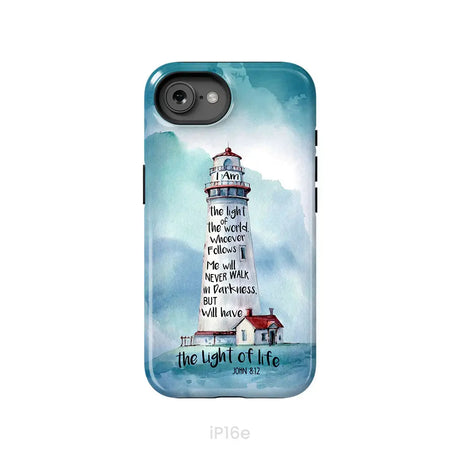 Lighthouse I Am the Light of the World John 8:12 Bible Verse Phone Case iPhone 16e / Tough Case