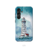 Lighthouse I Am the Light of the World John 8:12 Bible Verse Phone Case Samsung Galaxy S25 / Tough Case