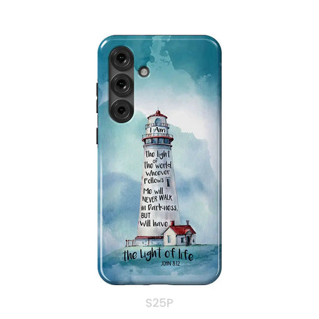 Lighthouse I Am the Light of the World John 8:12 Bible Verse Phone Case Samsung Galaxy S25 Plus / Tough Case
