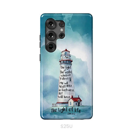 Lighthouse I Am the Light of the World John 8:12 Bible Verse Phone Case Samsung Galaxy S25 Ultra / Tough Case