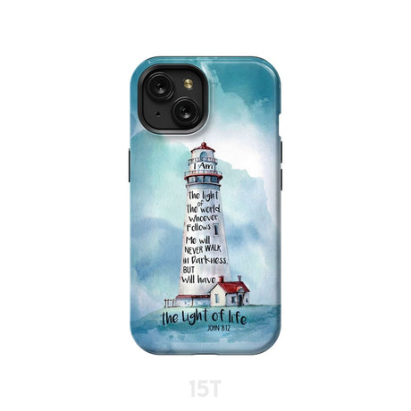 Lighthouse I Am the Light of World John 8:12 Bible Verse Phone Case iPhone 15 / Tough