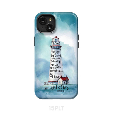 Lighthouse I Am the Light of World John 8:12 Bible Verse Phone Case iPhone 15 Plus / Tough