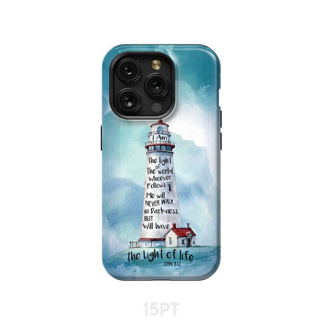 Lighthouse I Am the Light of World John 8:12 Bible Verse Phone Case iPhone 15 Pro / Tough