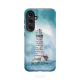 Lighthouse I Am the Light of World John 8:12 Bible Verse Phone Case Samsung Galaxy S24 Plus / Tough