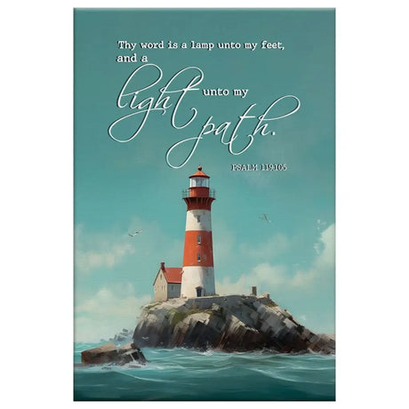 Bible Verse Wall Decor, Psalm 119:105 Thy Word is a Lamp Lighthouse Wall Art Canvas