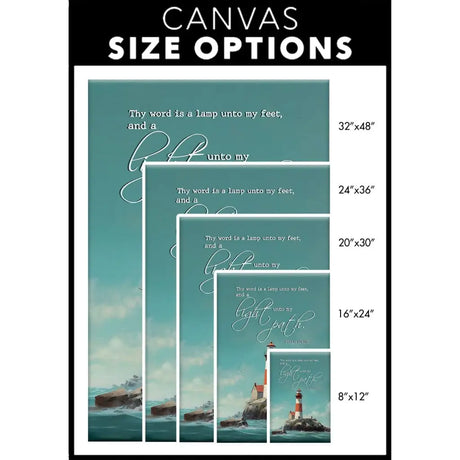Psalm 119:105 Thy Word is a Lamp Lighthouse Wall Art Canvas Size Options