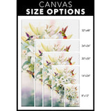 Religious canvas print with Psalm 51:10, "Create in Me a Clean Heart," along with hummingbirds and lily flowers, perfect home decor.
