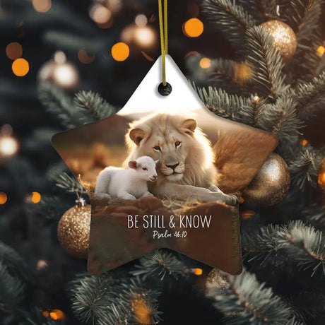 Lion and Lamb Be Still and Know Psalm 46:10 Ornament
