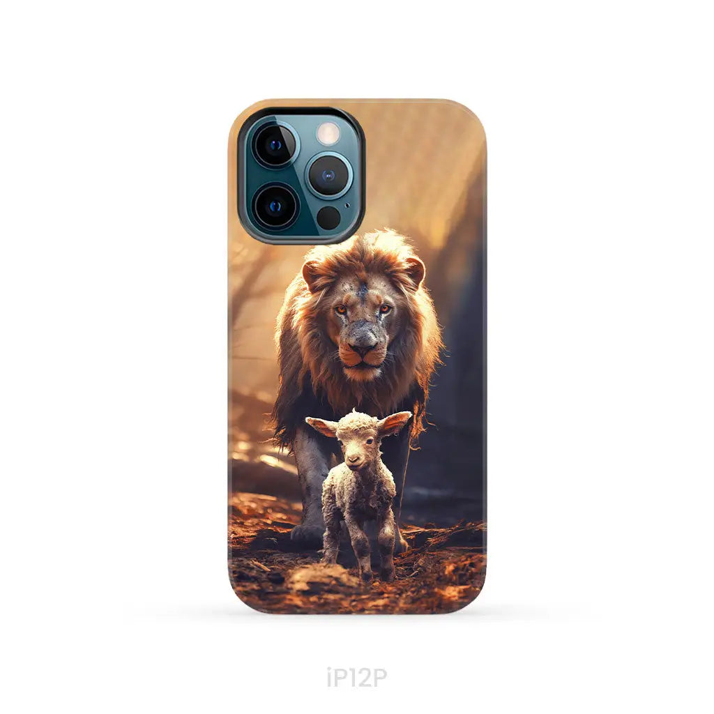 Lion And Lamb In The Forest Phone Case iPhone 12 Pro / Tough Case