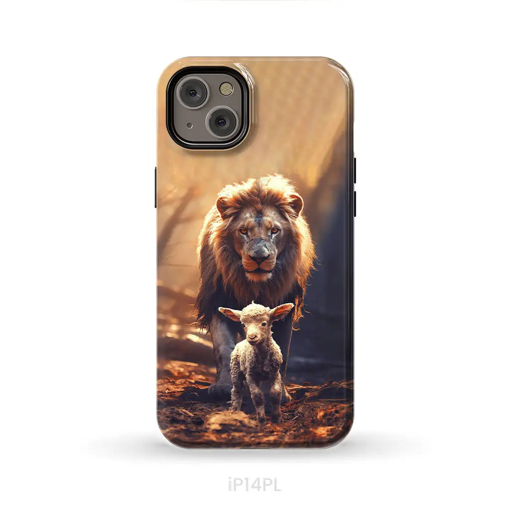 Lion And Lamb In The Forest Phone Case iPhone 14 Plus / Tough Case
