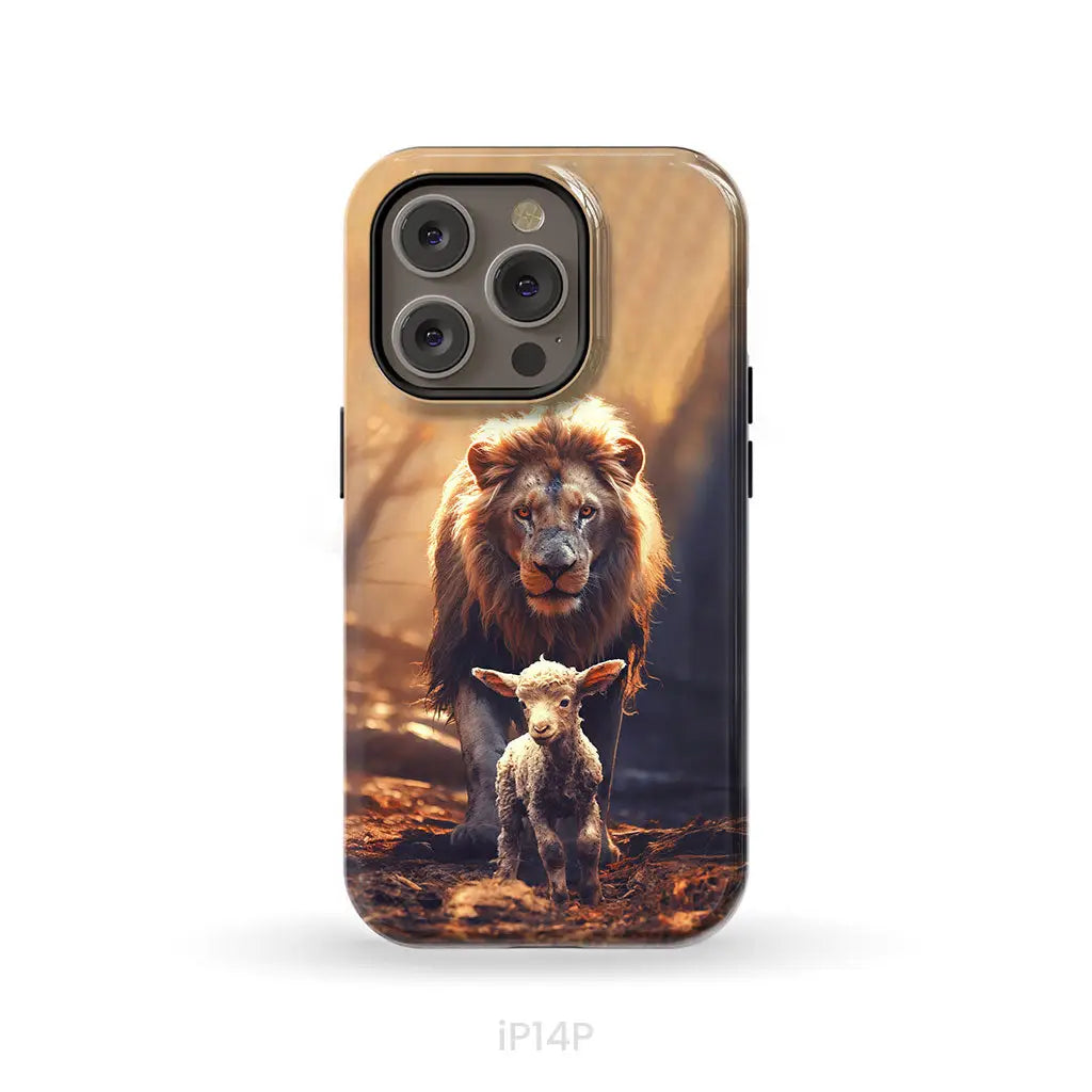 Lion And Lamb In The Forest Phone Case iPhone 14 Pro / Tough Case