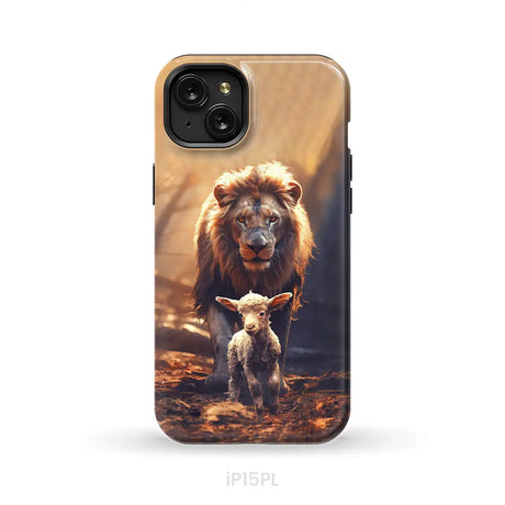 Lion And Lamb In The Forest Phone Case iPhone 15 Plus / Tough Case