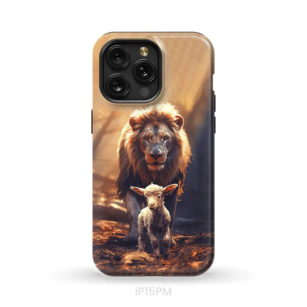 Lion And Lamb In The Forest Phone Case iPhone 15 Pro Max / Tough Case