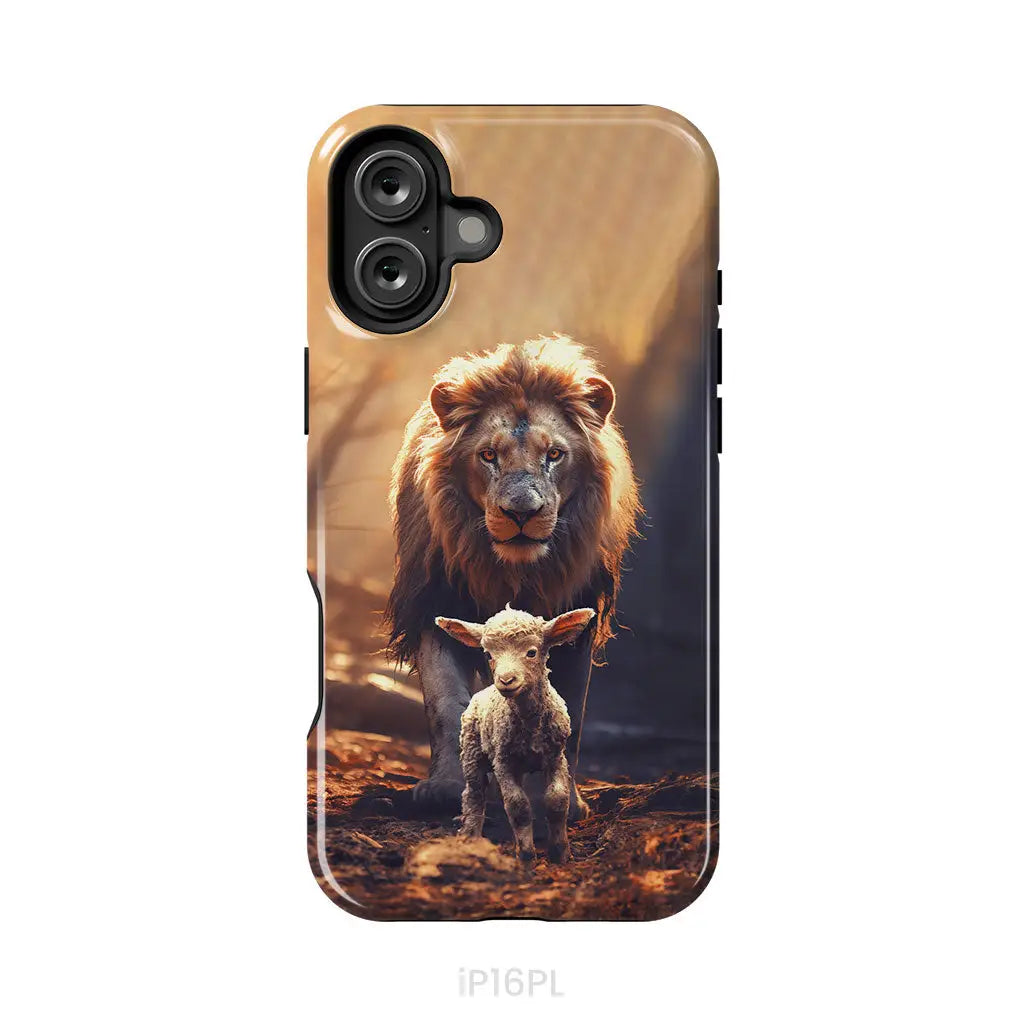 Lion And Lamb In The Forest Phone Case iPhone 16 Plus / Tough Case