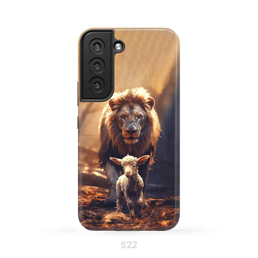 Lion And Lamb In The Forest Phone Case Samsung Galaxy S22 / Tough Case