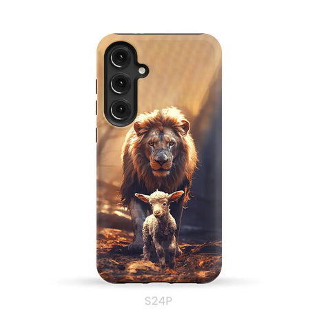 Lion And Lamb In The Forest Phone Case Samsung Galaxy S24 Plus / Tough Case