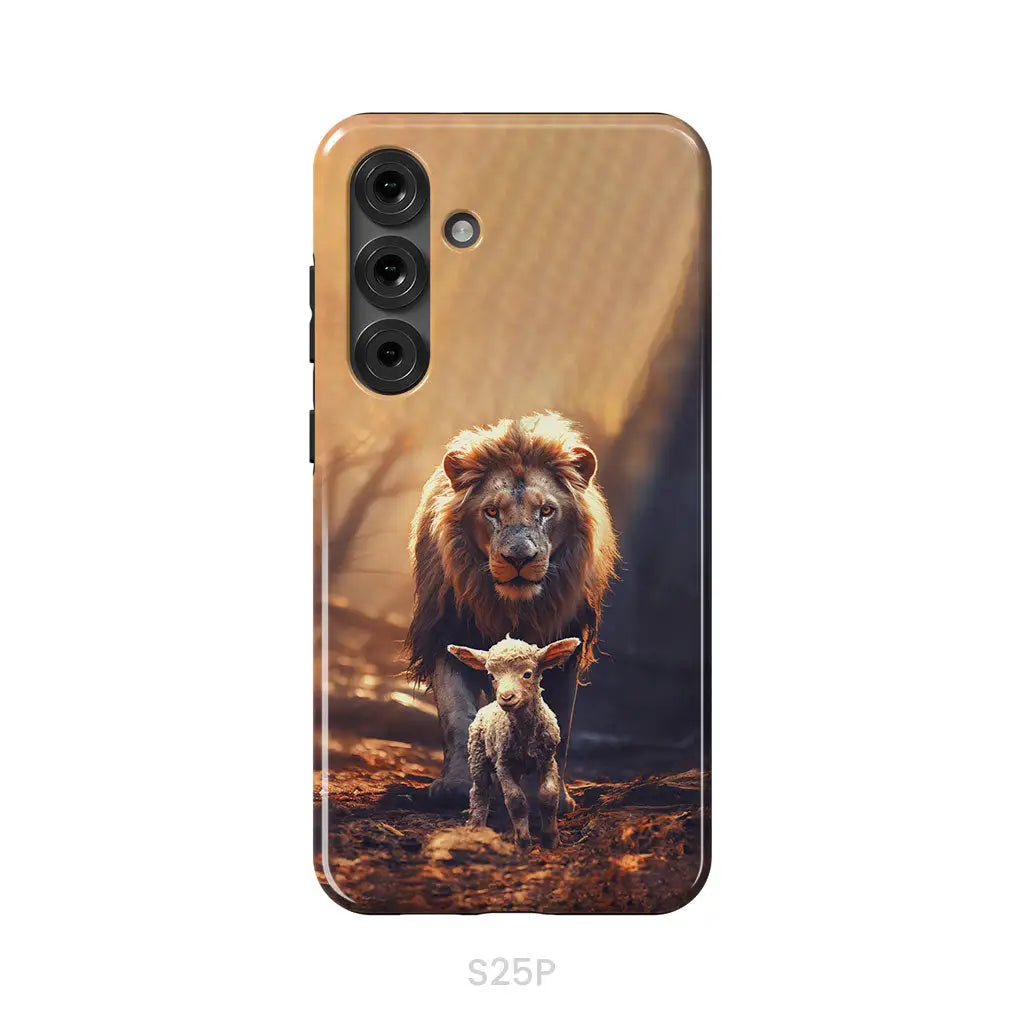 Lion And Lamb In The Forest Phone Case Samsung Galaxy S25 Plus / Tough Case