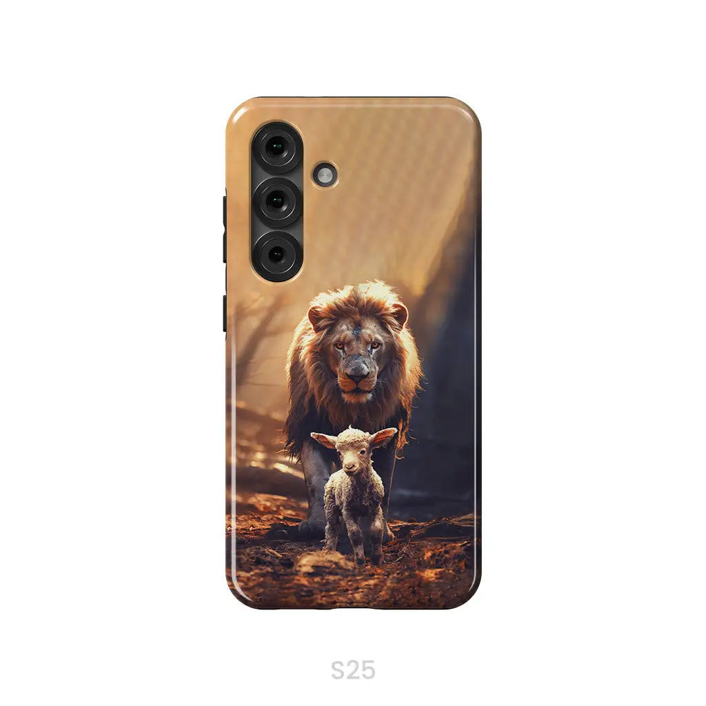 Lion And Lamb In The Forest Phone Case Samsung Galaxy S25 / Tough Case