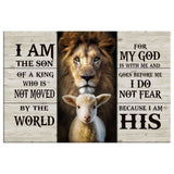 Faith-based wall art canvas of Lion and the Lamb with "I Am the Son of a King," ideal Christian gift for home decor.
