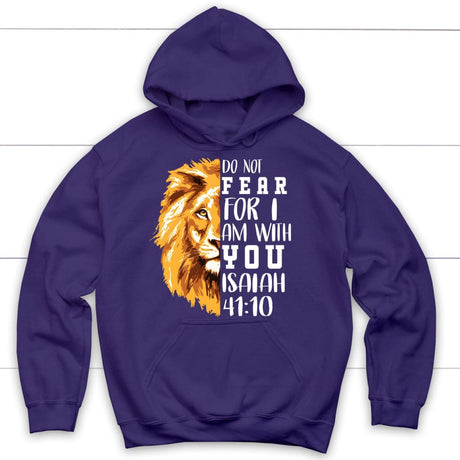 lion do not fear for I am with you hoodie Purple / S