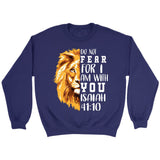 lion do not fear for I am with you sweatshirt Purple / S