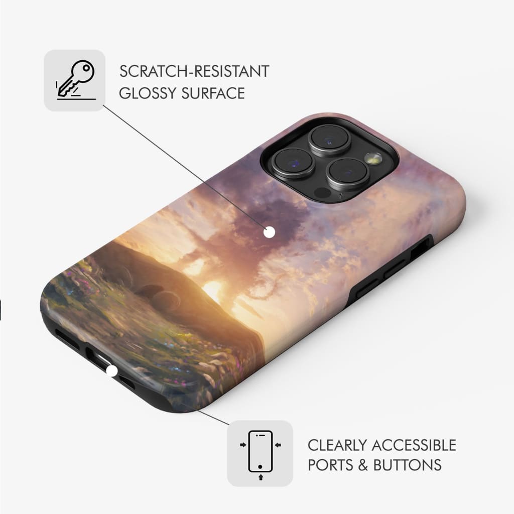 Lion of Judah above the empty tomb He is risen phone case Christian Easter cases